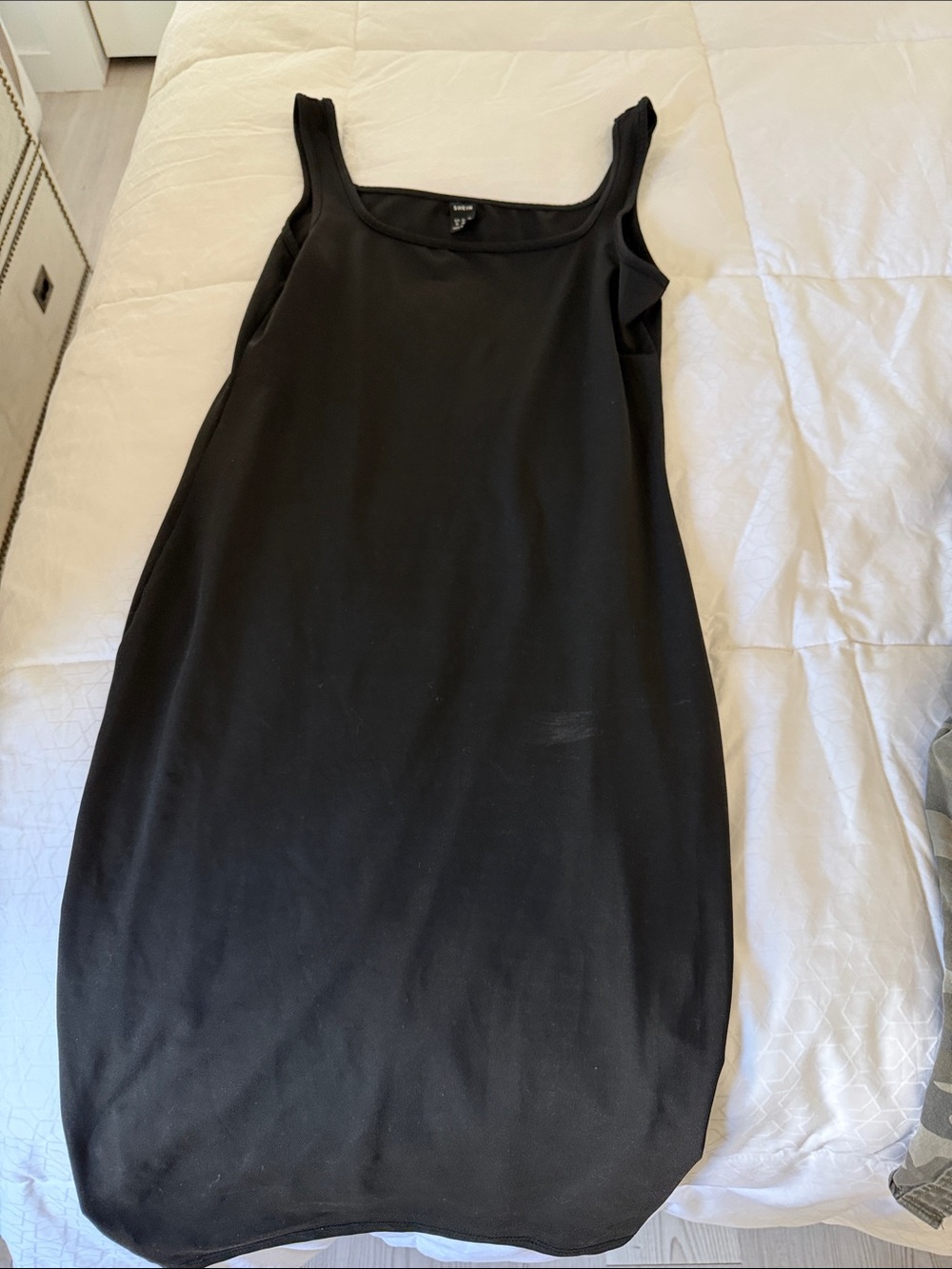 SHEIN Black Square-Neck Midi Slip Dress
